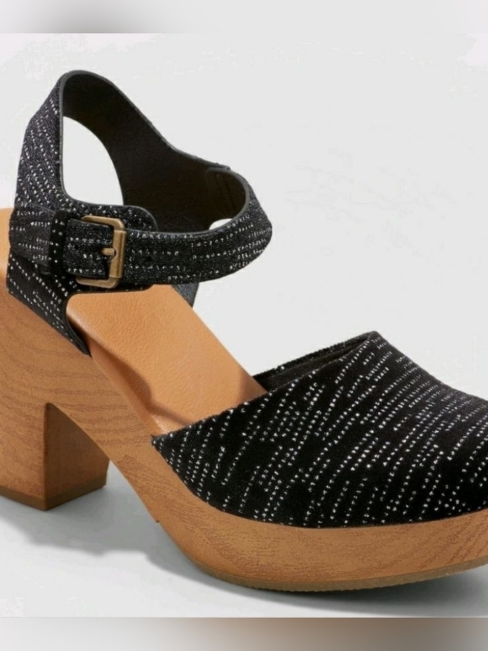 NWT Universal Thread Marcia Heeled Clogs Black Silver Shimmer size 6.5